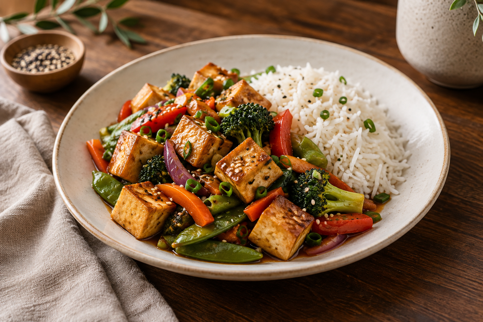 Vege wok s tofuom i basmati rižom