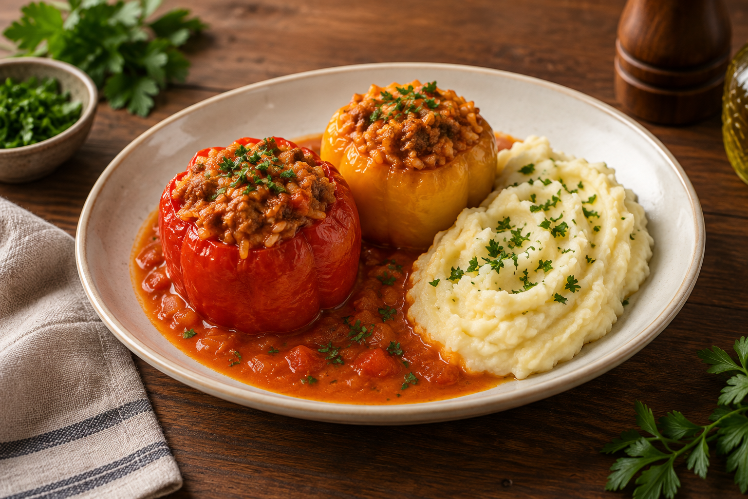 Punjena paprika s pire krumpirom